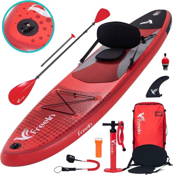 Freein Stand Up Paddle Board Kayak SUP Inflatable Stand up Paddle Board SUP 10/106”x31 x6, 2 Blades Paddle, Dual Action Pump, Triple Fins, Leash, Backpack