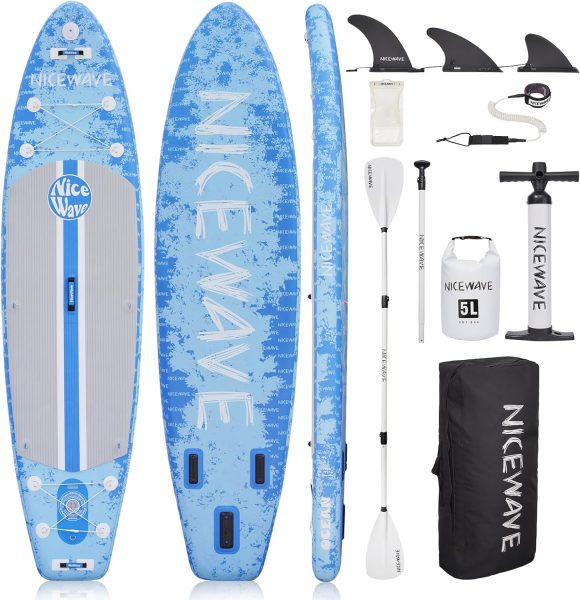 NiceWave Extra Wide Inflatable Stand Up Paddle Boards for Adults/Youth with Camera Mount (106/11 Ultra-Light SUP Paddleboards) with Premium ISUP Accessories and Backpack