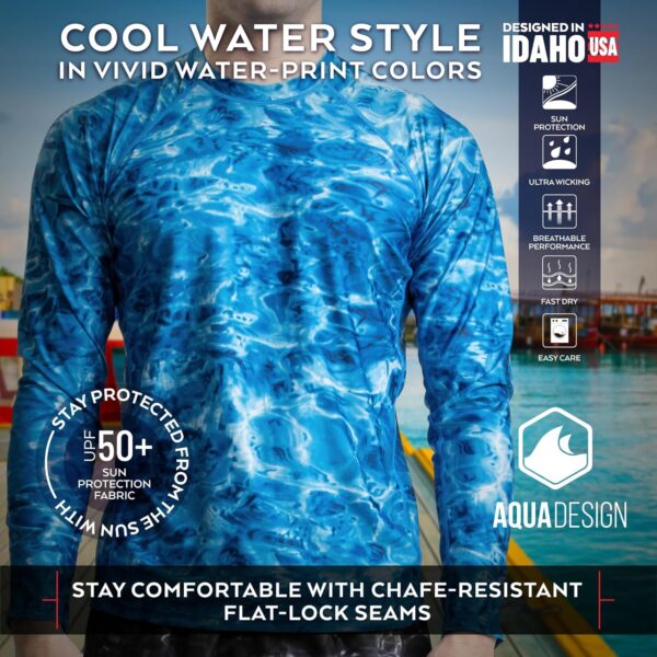 Aqua Design Mens Rash Guard Long Sleeve Water Shirt, Swimming Shirts for Men