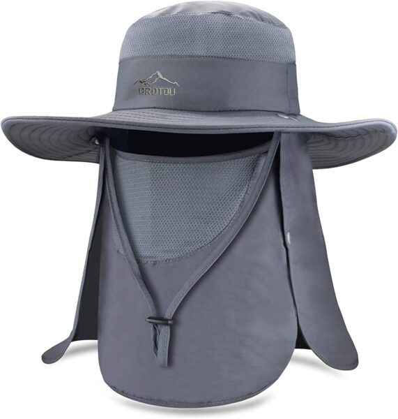 BROTOU Sun Cap Fishing Hats, UPF 50+ Foldable Wide Brim Outdoor Protection Hat, Sun Hat with FaceNeck Flap for Men and Women