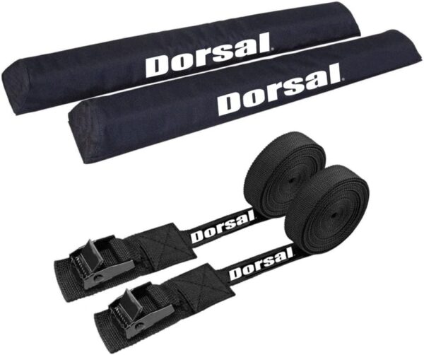 DORSAL Aero Roof Rack Pads with 15 ft Surf Straps - Pack of 4 for Car Surfboard Kayak SUP Long Black 20 Polyester