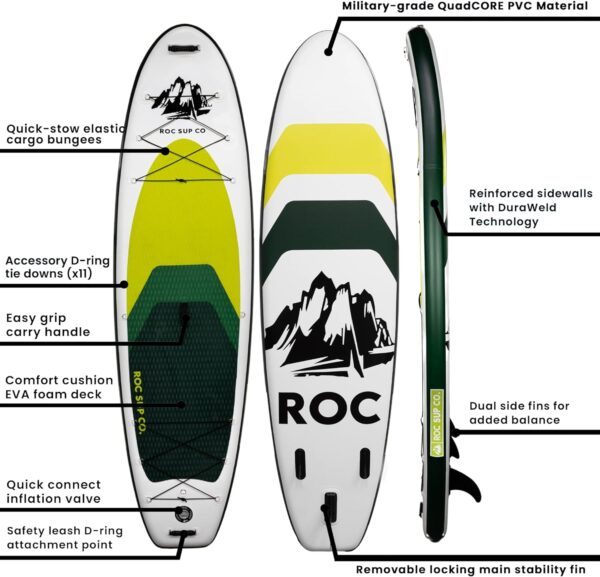 Roc Inflatable Stand Up Paddle Boards 10 ft 6 in with Premium SUP Paddle Board Accessories, Wide Stable Design, Non-Slip Comfort Deck for Youth  Adults