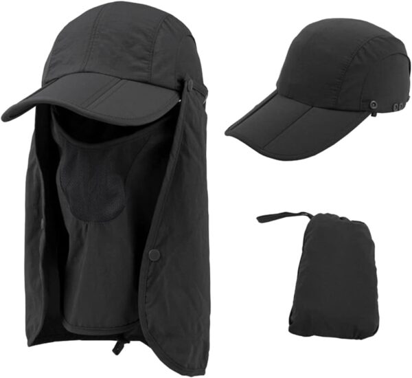 Sun Hat Fishing Hat for Men  Women,Wide Brim Outdoor UPF50+ Sun Protection Hat with Face Cover  Neck Flap Boonie Safari Cap