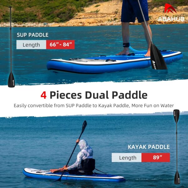 Abahub 1 x 4 Section Carbon SUP Paddle/Kayak Oar, Adjustable Stand up Paddleboard Paddles, Lightweight Carbon Shaft Black/Blue/Green/Gray/Orange/Red Plastic Blade