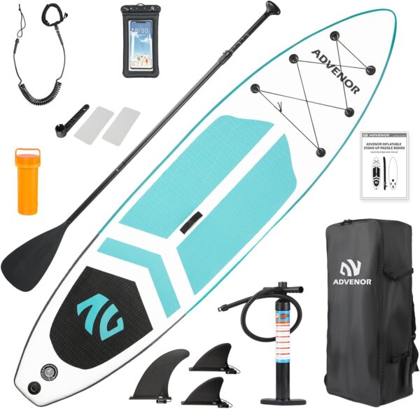ADVENOR Paddle Board 11x33 x6 Extra Wide Inflatable Stand Up Paddle Board with SUP Accessories Including Adjustable Paddle,Backpack,Waterproof Bag,Leash,and Hand Pump,Repair Kit