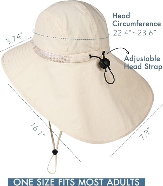 Camptrace UPF 50+ Hiking Hat with Neck Flap for Women Men Wide Brim Sun UV Protection Summer Fishing Gardening Hat Safari