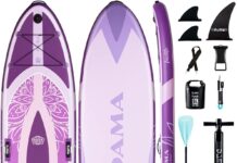 dama premium yogapets inflatable stand up paddle board 33 extra wide sup board for adult on water 330lbs yoga boardd wit