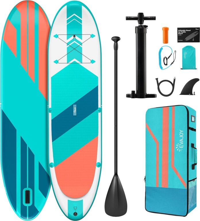 evajoy paddle boards 1010x32x6 inflatable stand up paddle board sup for all skill levels included paddle board with port
