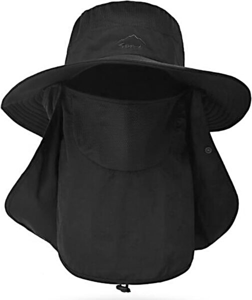 Fishing Hat for Men Women, Outdoor UV Sun Protection Wide Brim Hat with Face Cover Neck Flap