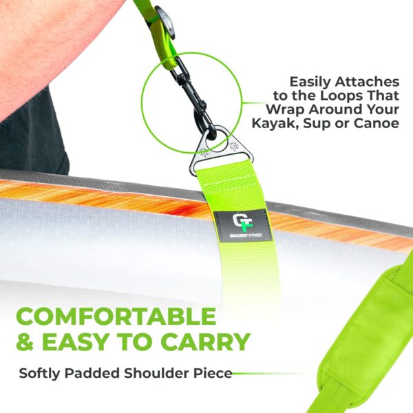 Gradient Fitness Kayak/Paddle Board/Surfboard Shoulder Strap | Hands-Free SUP Carrying Strap Boards with Padded Shoulder Sling, Paddle Carrier  Metal Accessories
