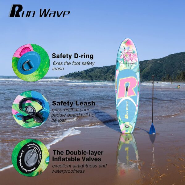 Run Wave Inflatable Stand Up Paddle Board 11×33×6(6 Thick) Non-Slip Deck with Premium SUP Accessories | Wide Stance, Bottom Fins for Surfing Control | Youth Adults Beginner