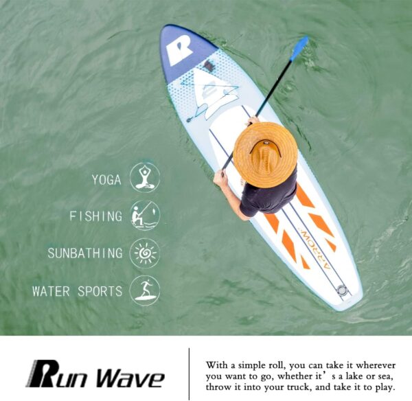 Run Wave Inflatable Stand Up Paddle Board 11×33×6(6 Thick) Non-Slip Deck with Premium SUP Accessories | Wide Stance, Bottom Fins for Surfing Control | Youth Adults Beginner