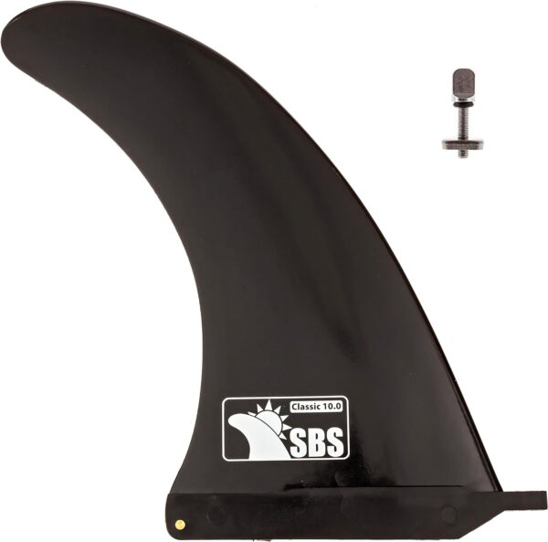 SBS 10 Surf  SUP Fin - Free No Tool Fin Screw - 10 inch Center Fin for Longboard, Surfboard  Paddleboard