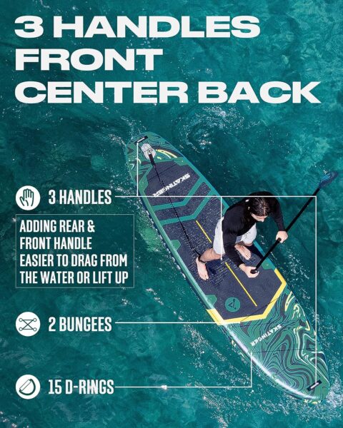 Skatinger 116×35 Super Wide Inflatable Stand Up Paddle Board, Ultra Stable Wide SUP for 2+1 People/Family/Big Size w/Shoulder Strap, 100L Backpack, All-Round Sup Board, US Fin