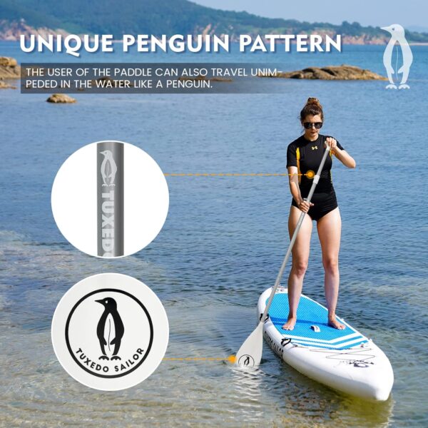 Tuxedo Sailor SUP Paddle - 3 Piece Adjustable Stand Up Paddle Board Paddle - Lightweight  Floating Paddle Board Oar - Durable and Packable, Reinforced Nylon Blades - Efficient Stroke