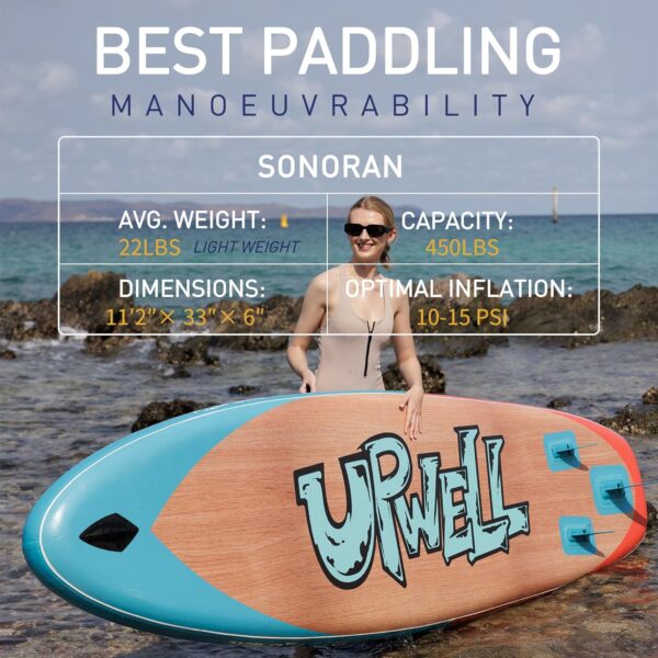 UPWELL 116/112/11/106 Inflatable Stand Up Paddle Board with SUP Accessories, Non-Slip Comfort Deck for Youth  Adults