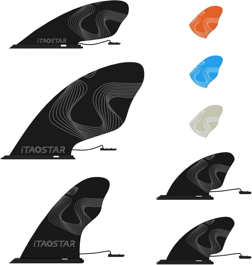 5 Replacement Fins for Inflatable Paddle Board, Versatile Fins Replacement Set Includes 3 Center Fins  2 Side Fins, Detachable Quick Release Paddleboard Fin for Most Inflatable SUP Boards