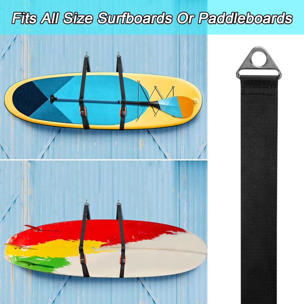 Paddle Board Carrying Strap, Adjustable SUP Kayak Carry Strap with Detachable Storage Bag and Metal Hardware for Paddle boards, Surfboards, Long boards, Canoe and Kayak, Black
