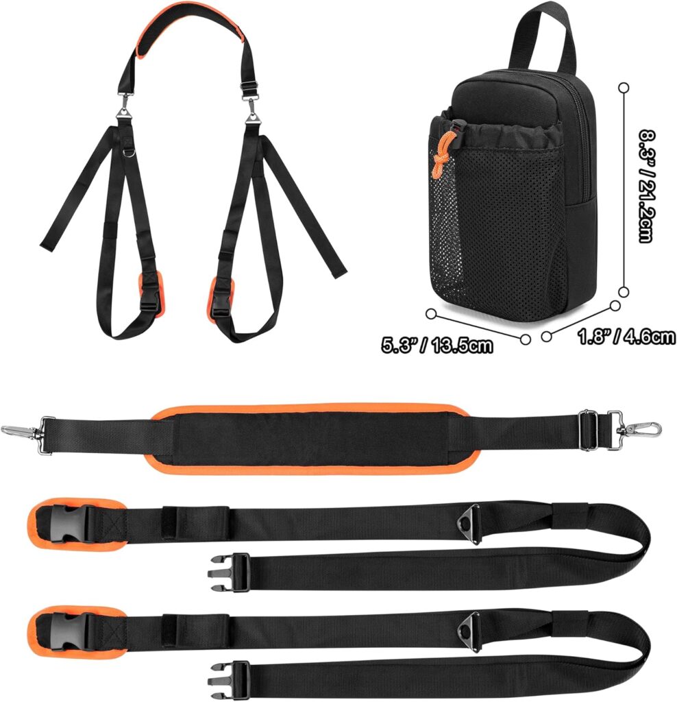 Paddle Board Carrying Strap, Adjustable SUP Kayak Carry Strap with Detachable Storage Bag and Metal Hardware for Paddle boards, Surfboards, Long boards, Canoe and Kayak, Black