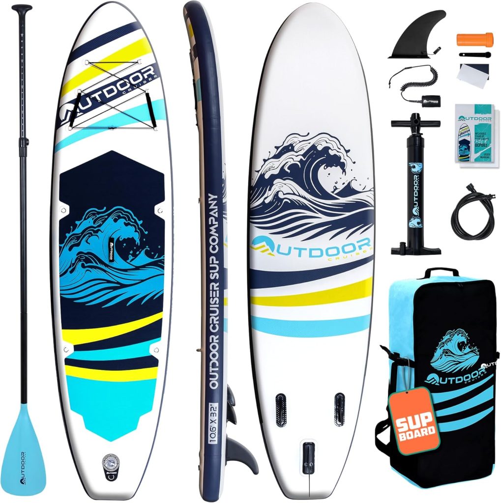 OutdoorCrusier Ultra-Portable Inflatable Stand-Up Paddle Board, Lightweight  Stable with Non-Slip Design, Complete SUP Accessories, Durable Drop-Stitch Material