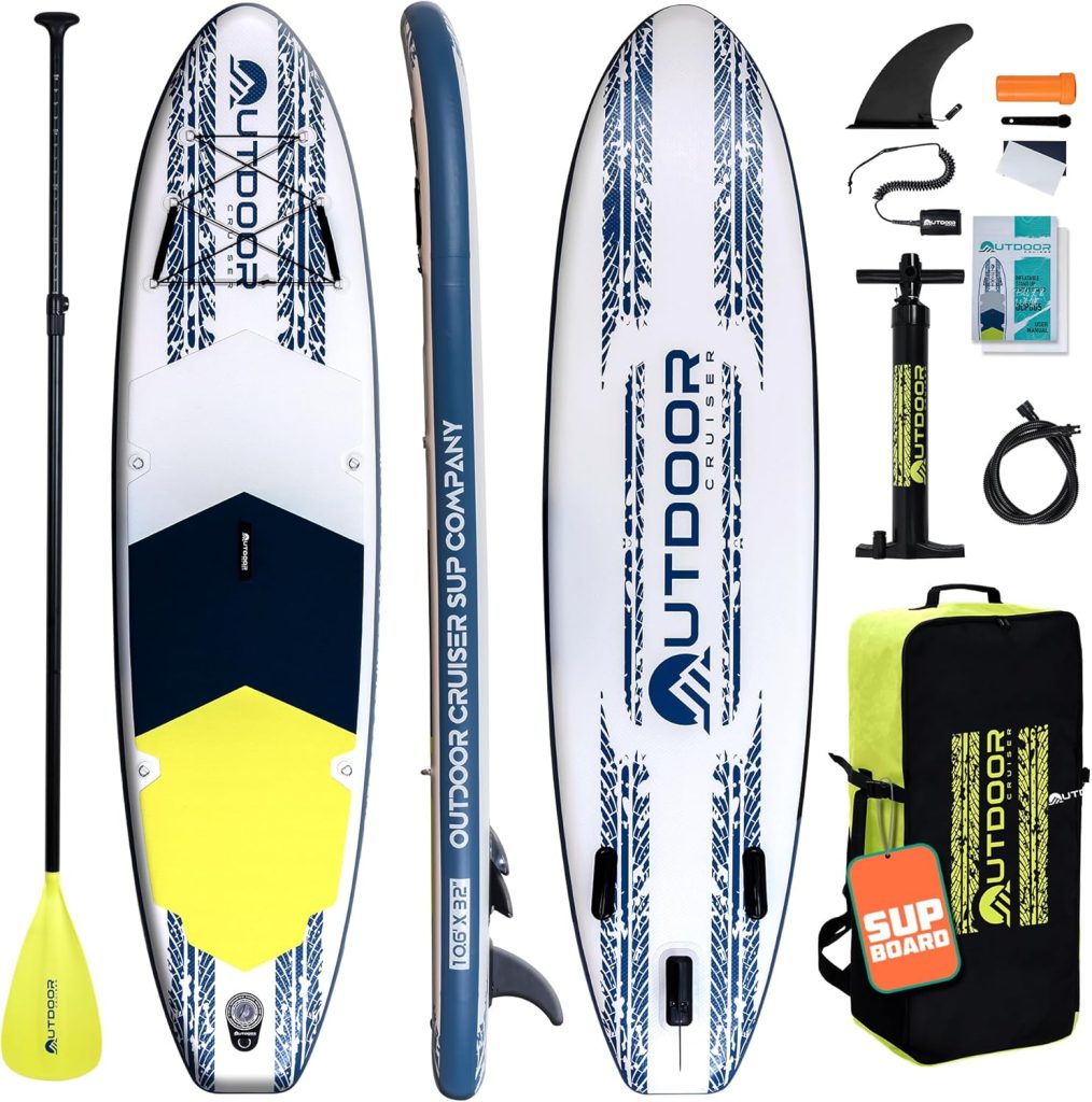OutdoorCrusier Ultra-Portable Inflatable Stand-Up Paddle Board, Lightweight  Stable with Non-Slip Design, Complete SUP Accessories, Durable Drop-Stitch Material
